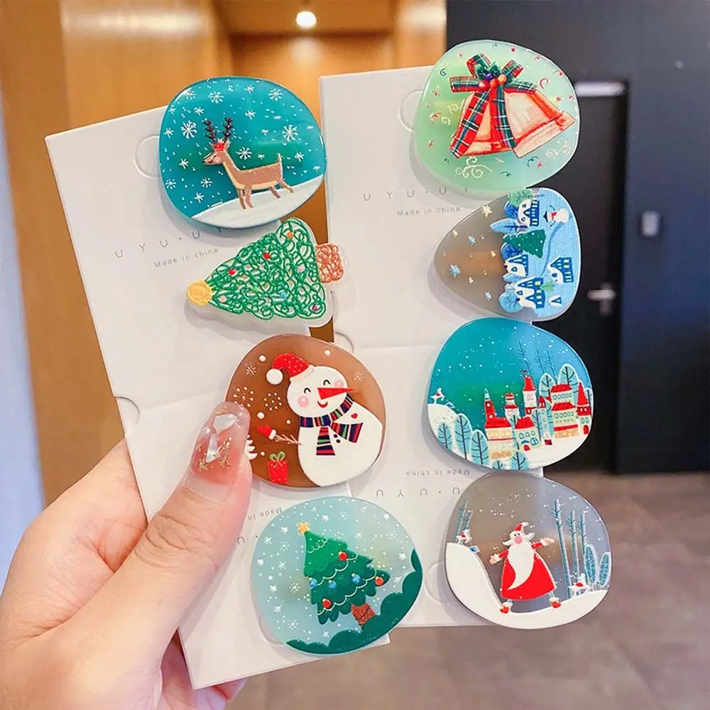 

Claus Snowman Christmas Gifts Painted Pattern Christmas Decoration Korean Style Hair Clips BB Clips Christmas Hairpins