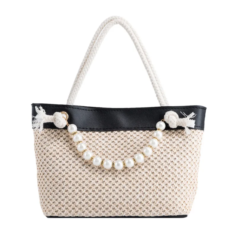 

Straw bag women's 2021 new online celebrity Pearl portable bucket bag holiday single shoulder bag good quality bag for women