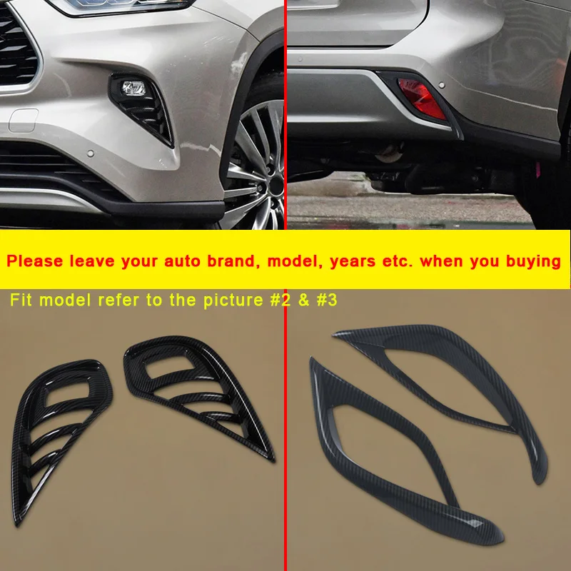 

Carbon Fiber Exterior Front Rear Fog Light Cover Mouldings Trims For Toyota Highlander 2020-2021 Car Auto Vehicle Accessories