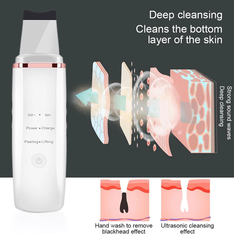 Ультразвуковой скребок для кожи Электрический спа устройство очистки лица от
