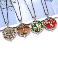 aromatherapy necklace vintage tree of life flowers open lockets essential oil diffuser pendant perfume aroma diffuser necklace