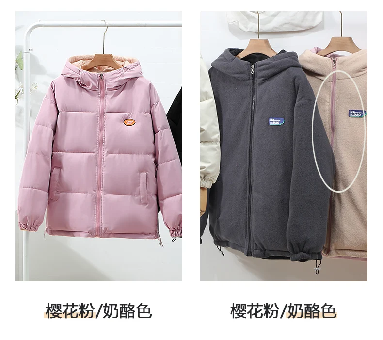 

2021 new winter women's down jackets wear female short student Korean style loose jacket on both sides
