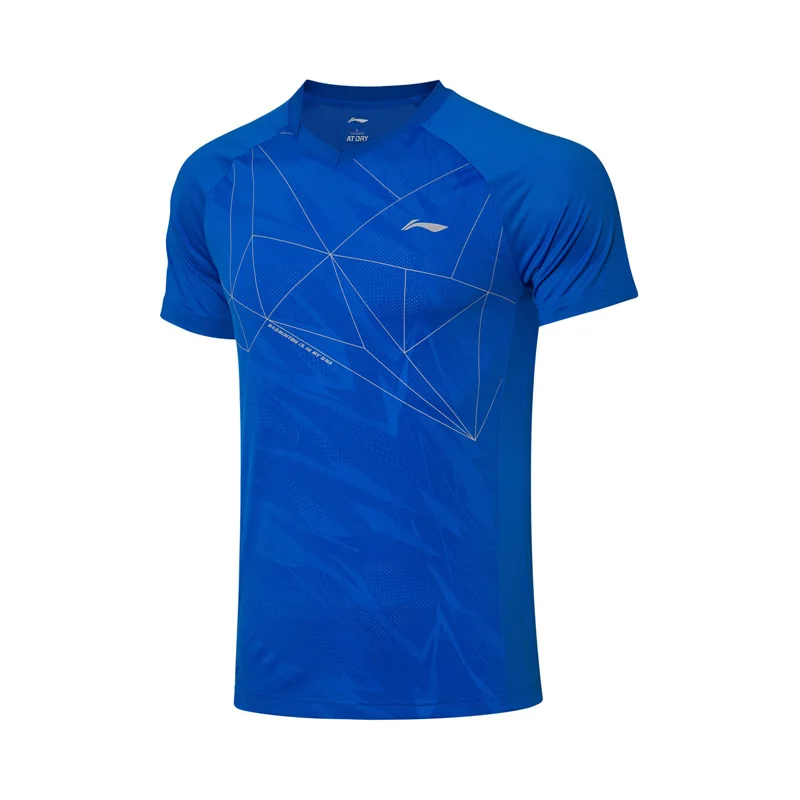 Li-Ning мужские футболки для бадминтона спортивные костюмы на сухой дышащей