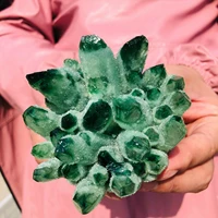 pretty green phantom crystal cluster rough splicing mineral specimen