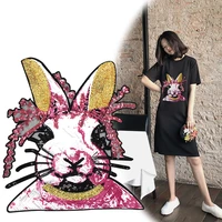 large embroidery big printed rabbit cats dogs horse cartoon bag badges applique patches for clothing az 937