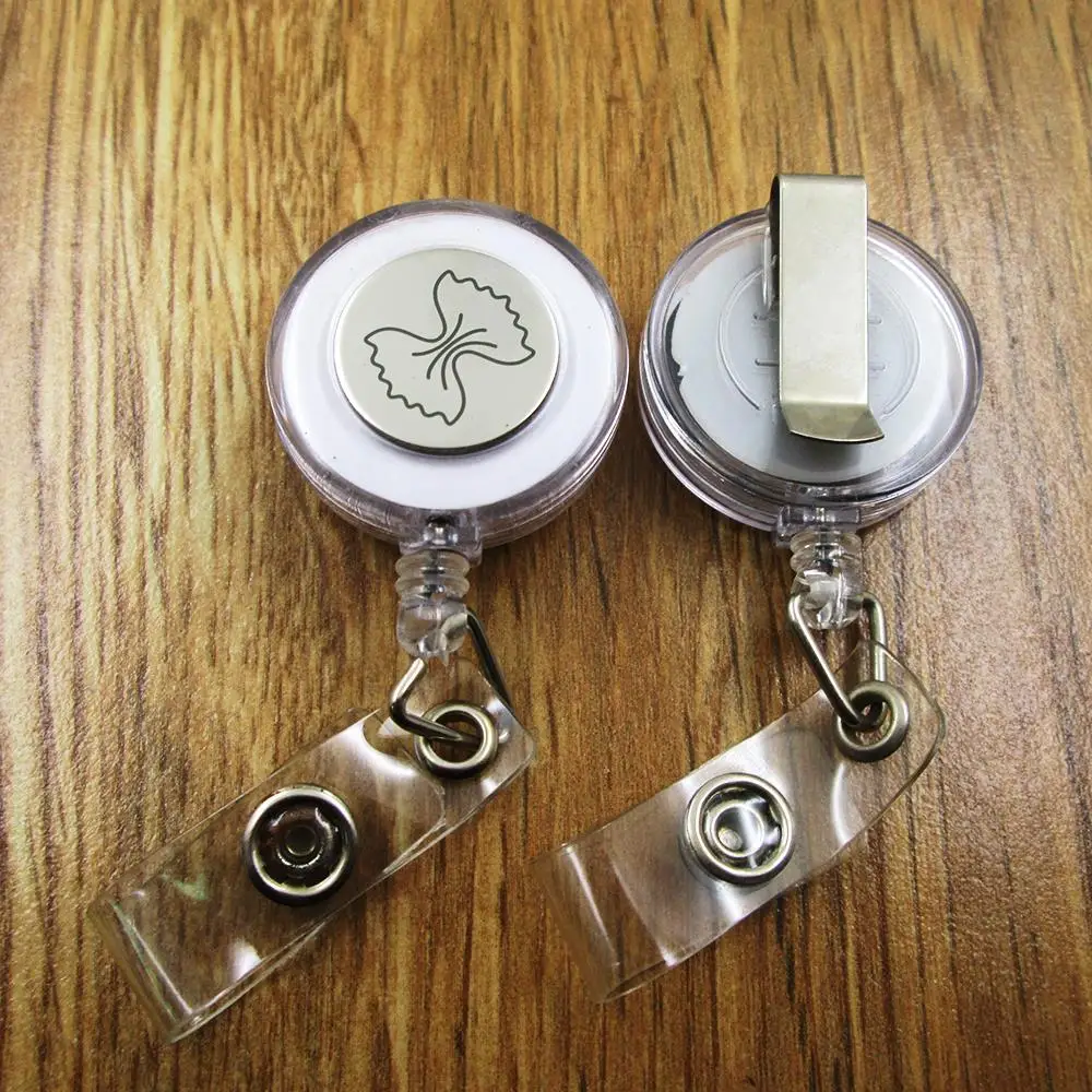 Паста Фарфалле ID значок в катушке подарок для Него/ее друга семьи выдвижной recoil id