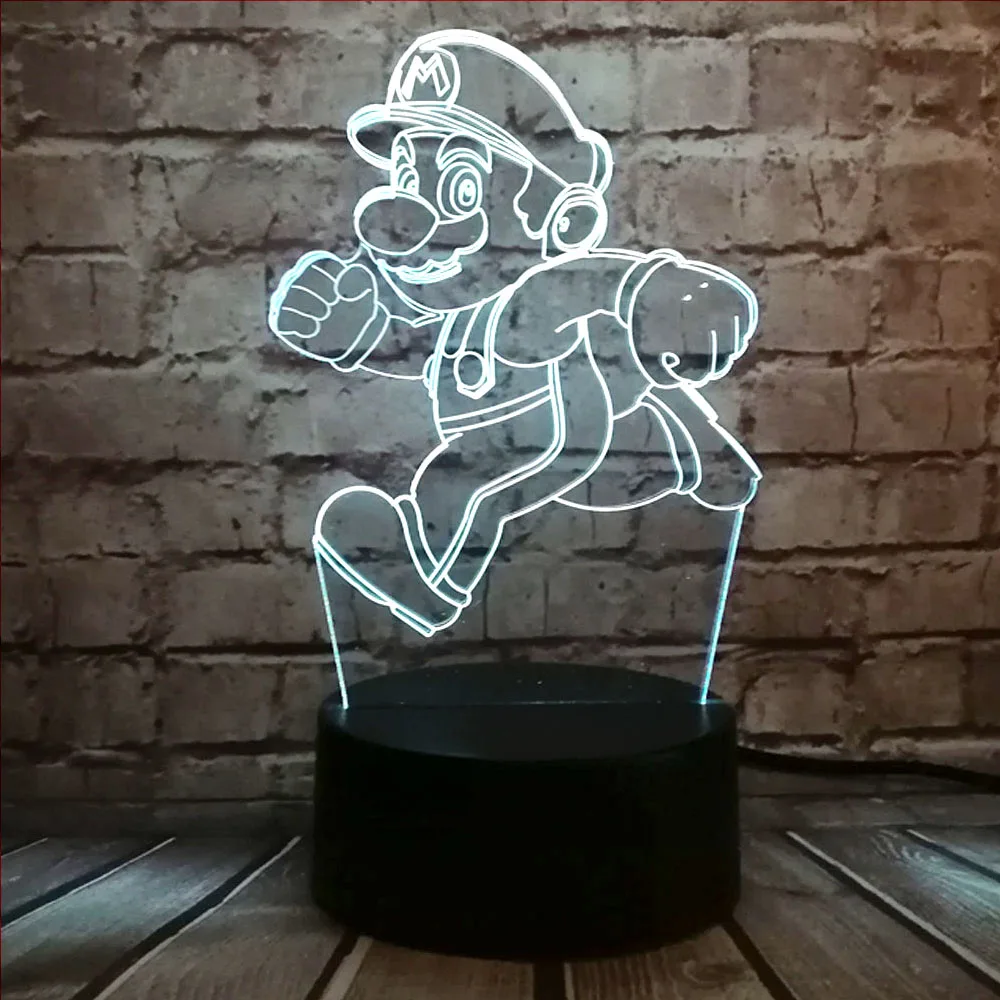 Игра Супер Марио 3D LED ночник настольная лампа USB Зарядка батарея поставка