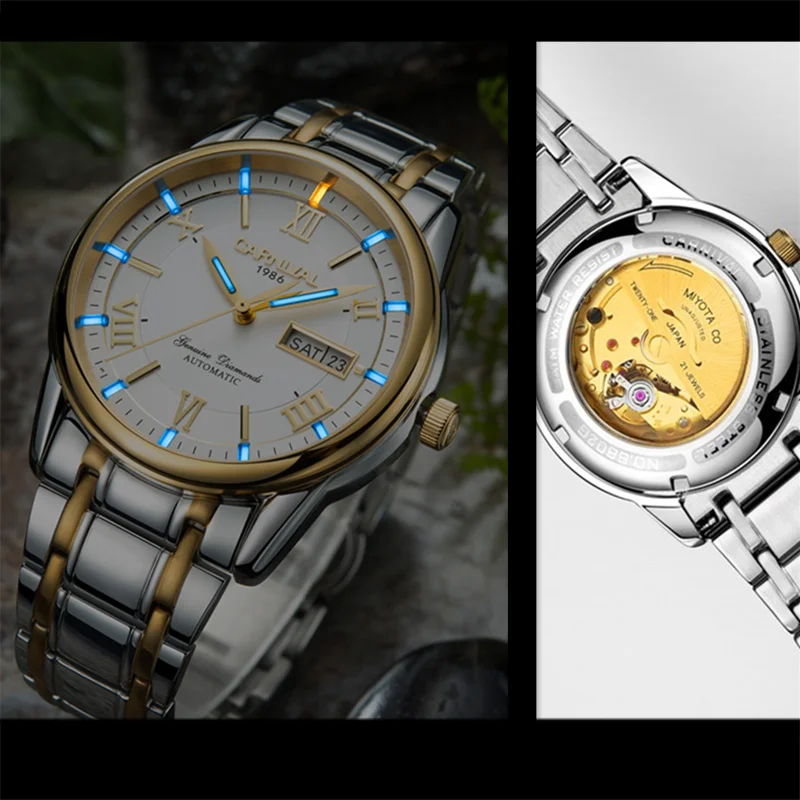 Carnival Tritium T25 светящиеся японские автоматические механические часы MIYOTA мужские