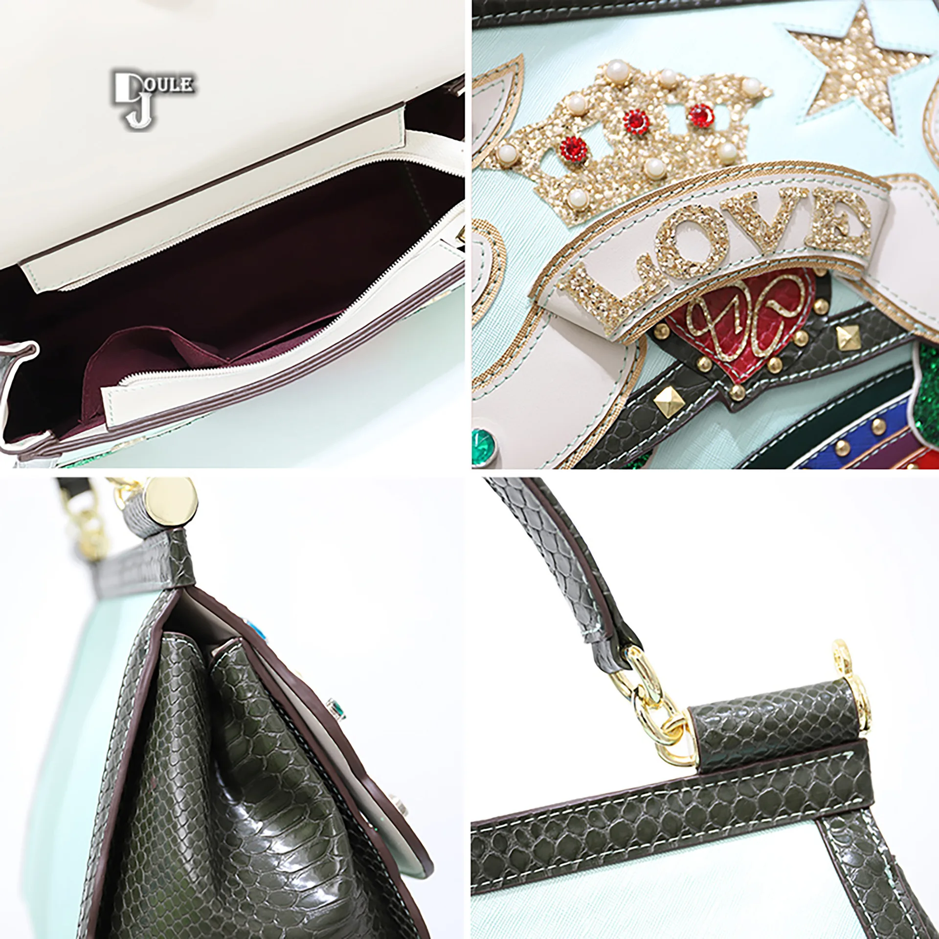 

2021 European and American classic frame women's bag Decal serpentine Pu shoulder bag