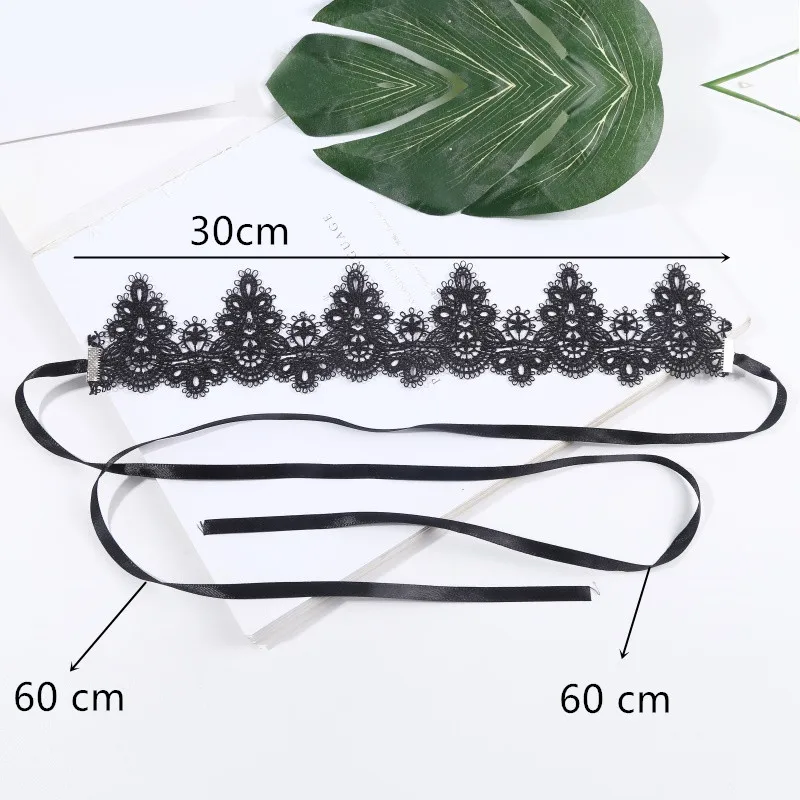 Винтажный кружевной чокер с цветком широкое ожерелье готическое короткое черный