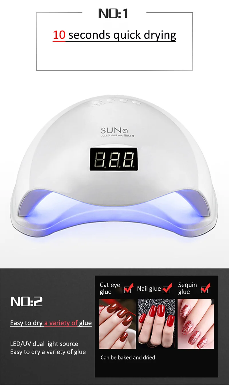 SWOISS 48W UV LED Lamp Nail Dryer For All Gels Polish Sun Light Infrared Sensing Timer Smart LCD Display Manicure