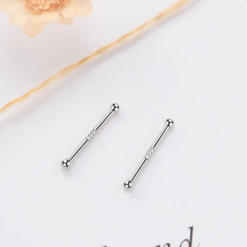 Серьги-гвоздики из серебра 999 пробы унисекс | Украшения и аксессуары