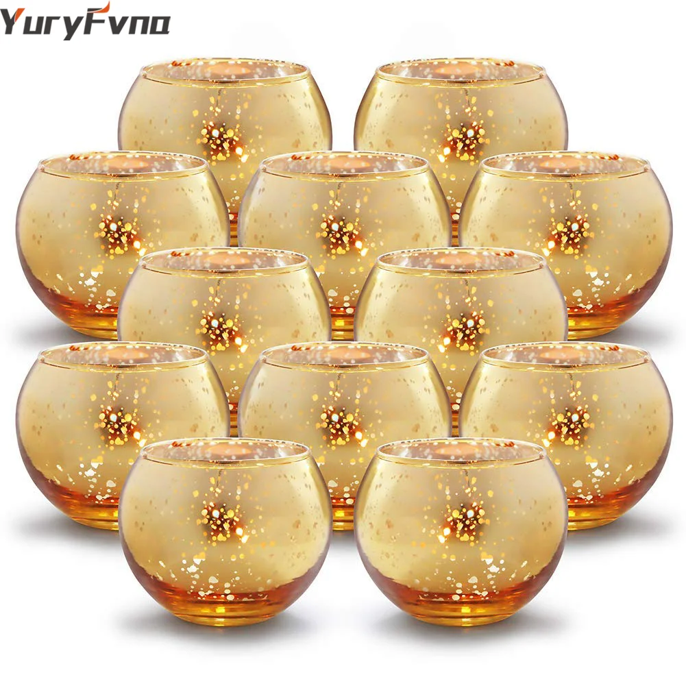 YuryFvna 6/12 шт. Ртутные стеклянные подсвечники Votive Подсвечники Tealight Свадебные центральные украшения для вечеринок украшение дома подарок