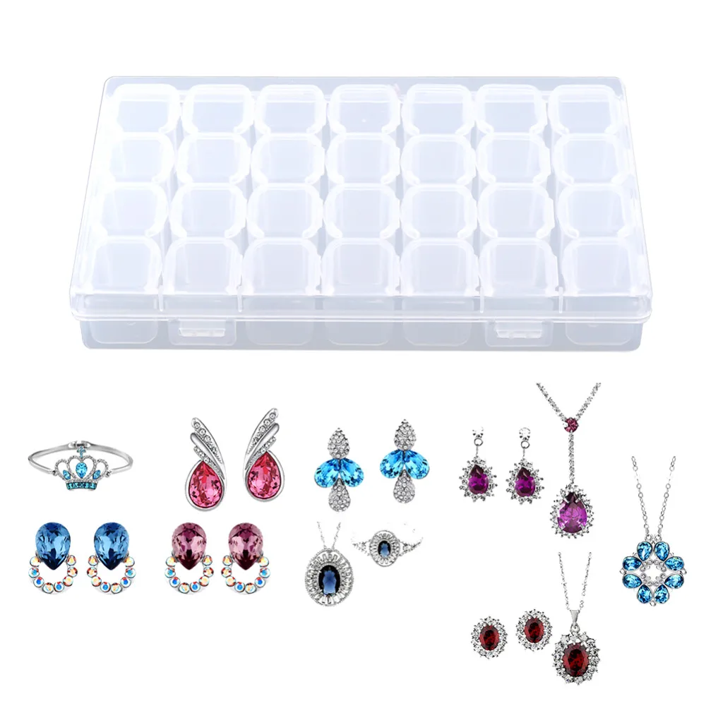 

28 Slots Adjustable Plastic Storage Box Storage Box box for jewelry Diamond Embroidery Craft Bead Pill Storage Tool
