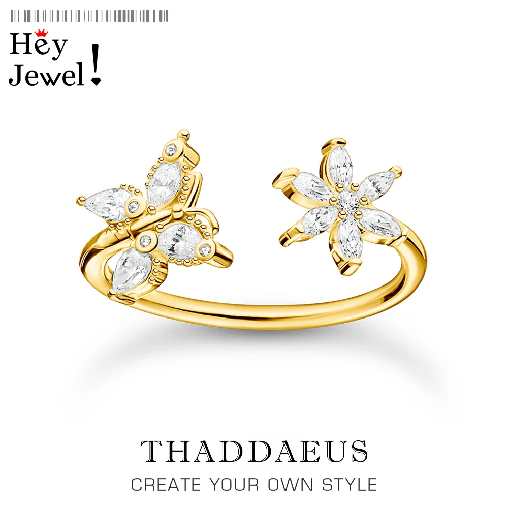 

Butterfly With Flower Ring,Fine Jewerly For Women,2021 Brand New Lightness Romantic Gift In 925 Sterling Silver
