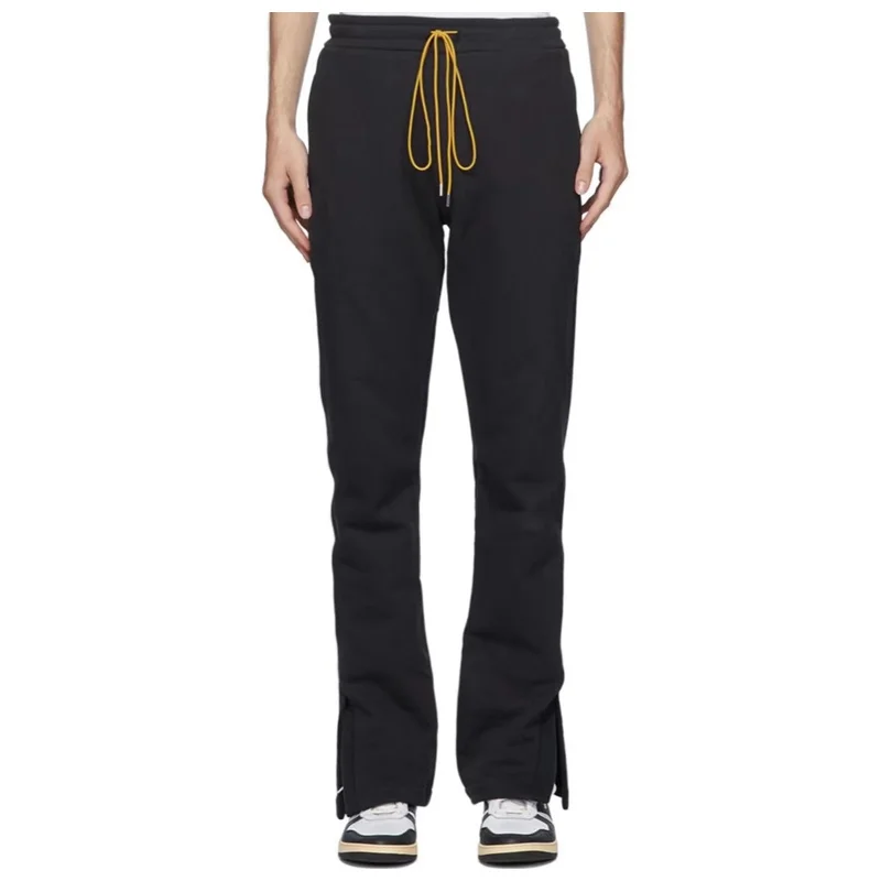 

Высококачественные повседневные длинные брюки в полоску ревеня с боковыми полосками и шнуровкой, черные спортивные брюки с разрезом для му...