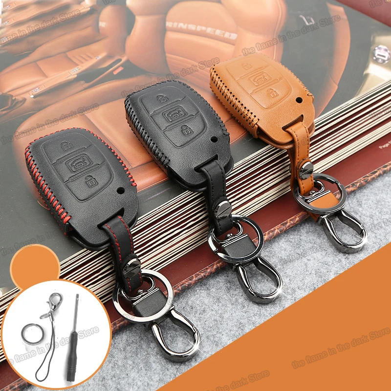 

Lsrtw2017 Fiber Leather Abs Car Key Case Bag Cover Trims for Hyundai Tucson 2015 2016 2017 2018 Accessories Styling