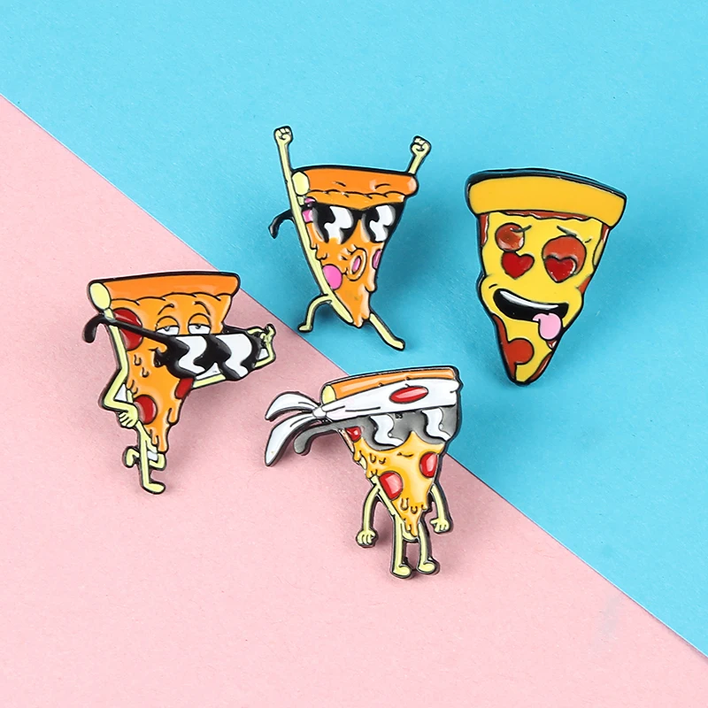 Эмалированная брошь в виде пиццы с изображением японского воина крутой