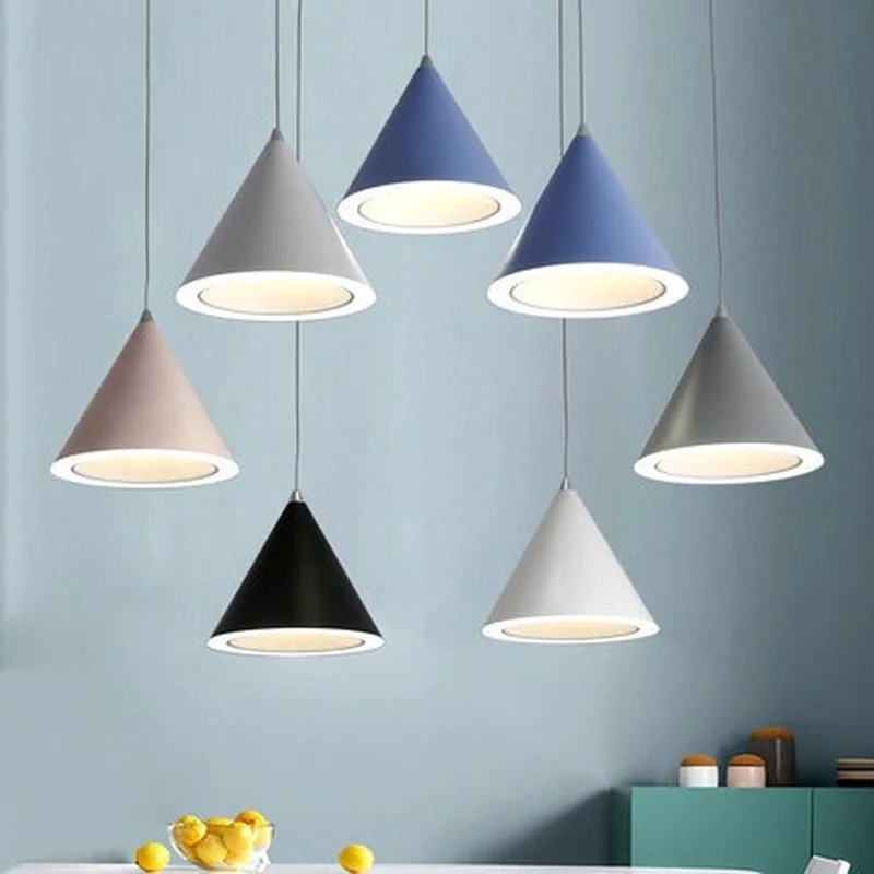 

Chandeliers Lights for dining room living room Lamps Macaron color Cone shap body Home Lighting Deckenleuchte Lamparas De Techo