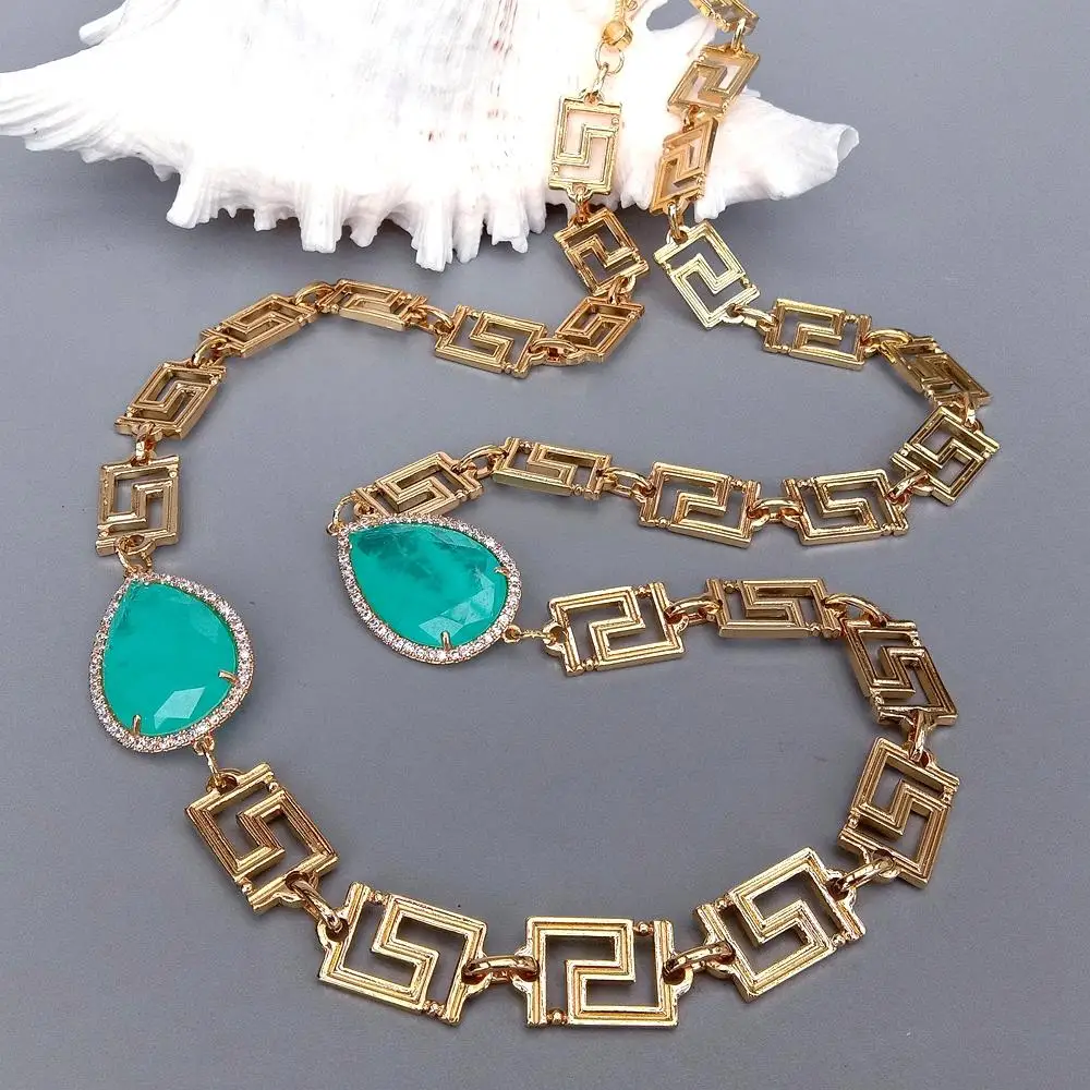 Y.YING зеленые кварцевые каплевидные кубические циркониевые панели набор с