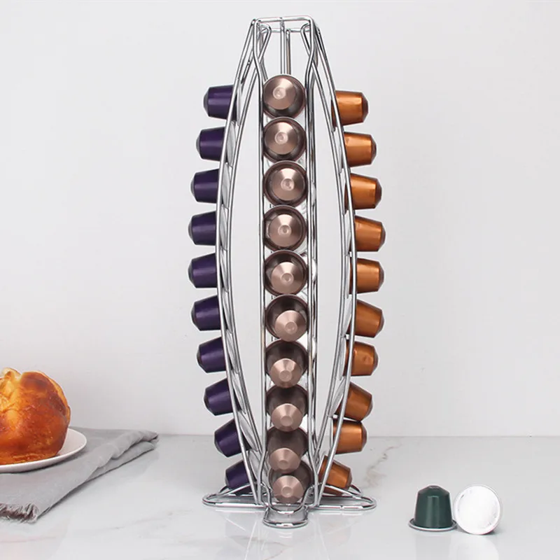 

Вращающийся держатель для кофейных капсул на 360 градусов с гальваническим покрытием, многоразовая Капсульная коробка, подставка для кофе