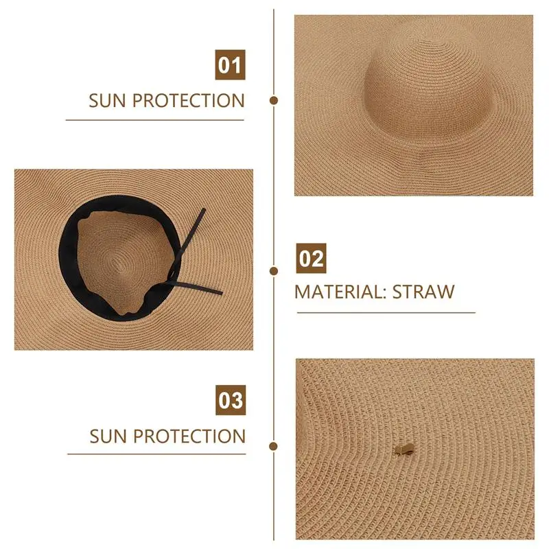 

Foldable Beach Sun Straw Hat Creative Beach Hat Delicate Wide Brim Beach Hat