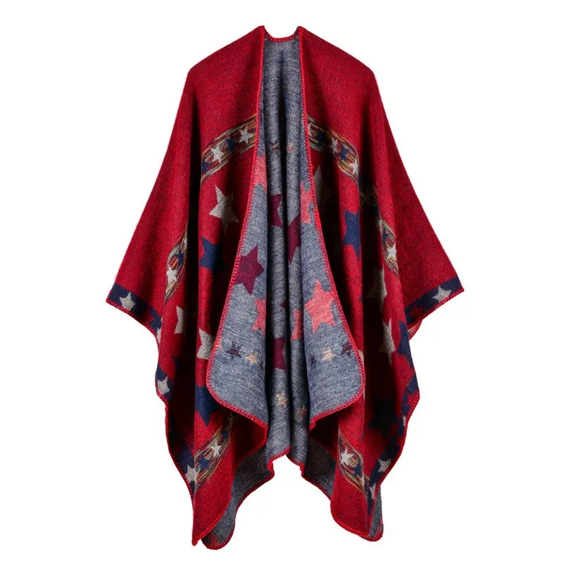 

Elegant Stars Bar Versatile Women Capes Pashmina Ethnic National Style Outside Warm Cape Ladies Shawl Ladies Poncho Autumn