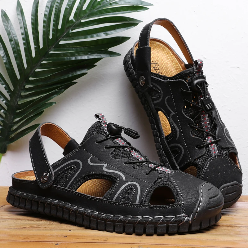 

Summer Sandals Men Leather Big Size Summer Men Sandals Zapatos Verano Hombre Male Shoes Outdoor Water Sneakers Work Breathable