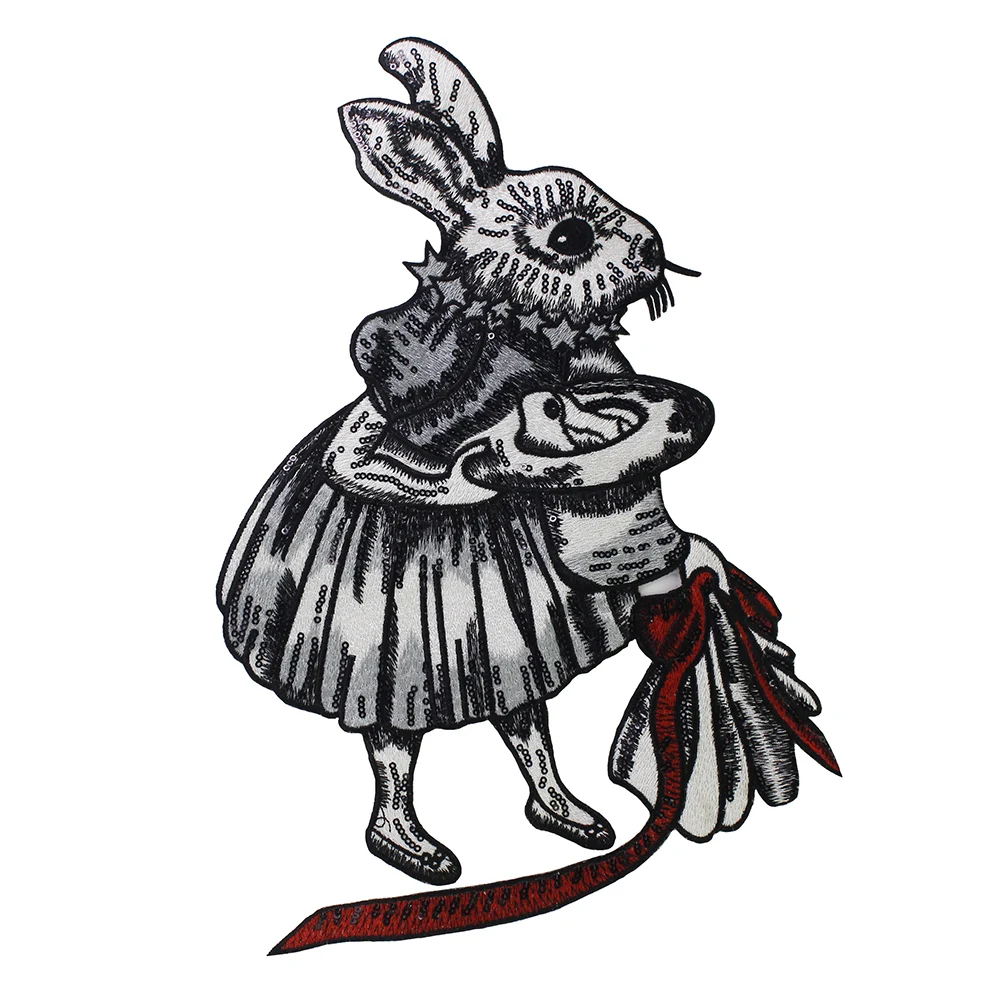 Украшенные блестками нашивки с вышивкой кролика для одежды футболки блузки 1 шт. |