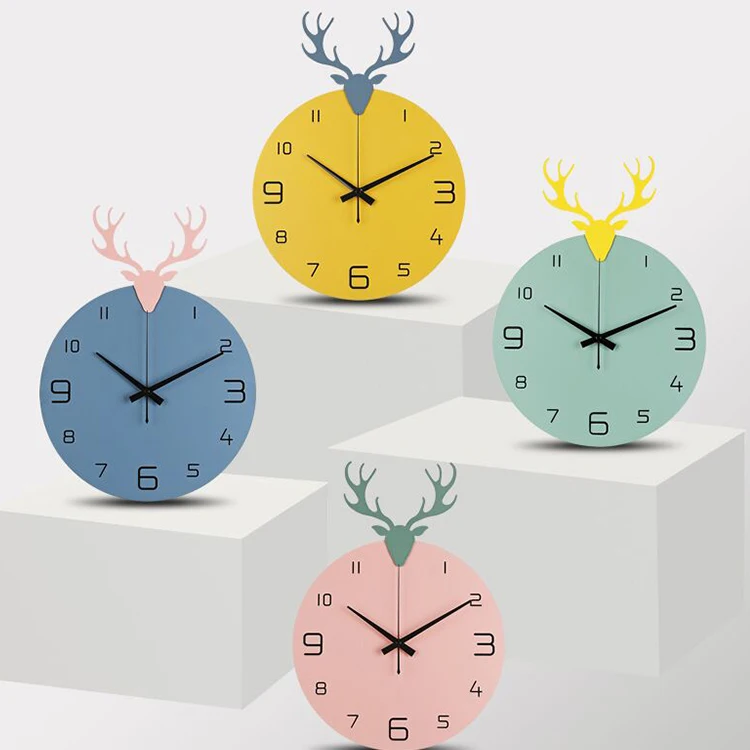 Модные скандинавские настенные часы с изображением оленя креативные простые