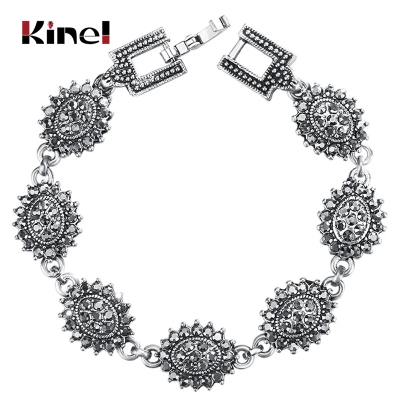 Женский этнический браслет Kinel браслеты серебристого цвета с кристаллами в