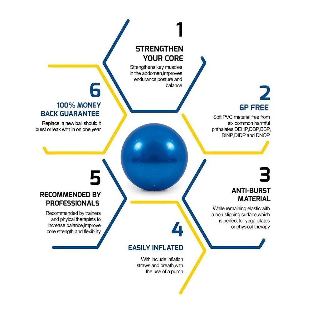 Мяч для упражнений спортивный мяч йоги Bola Фитнес тренажерный зал пилатеса