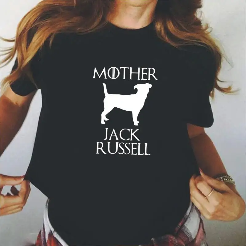 

Футболка женская в стиле Харадзюку, смешная рубашка с принтом матери Джека Рассел, хлопковая Свободная Топ с коротким рукавом для мам, лето