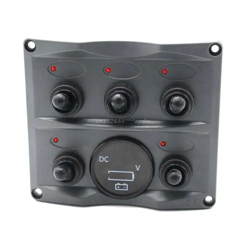 

28TB Light Weight Boat YachtRocker Switch Panel with Voltmeter Voltage Display Screen for Marine Boat RV Car