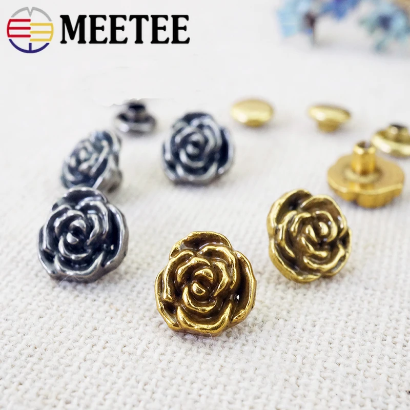 Meetee 10/30 шт 8 мм Металл розовое, с заклепками, с пряжкой в стиле ретро медная заклепка винт кнопка Декор ногтей пряжки ювелирные изделия DIY, мужская сумка аксессуары