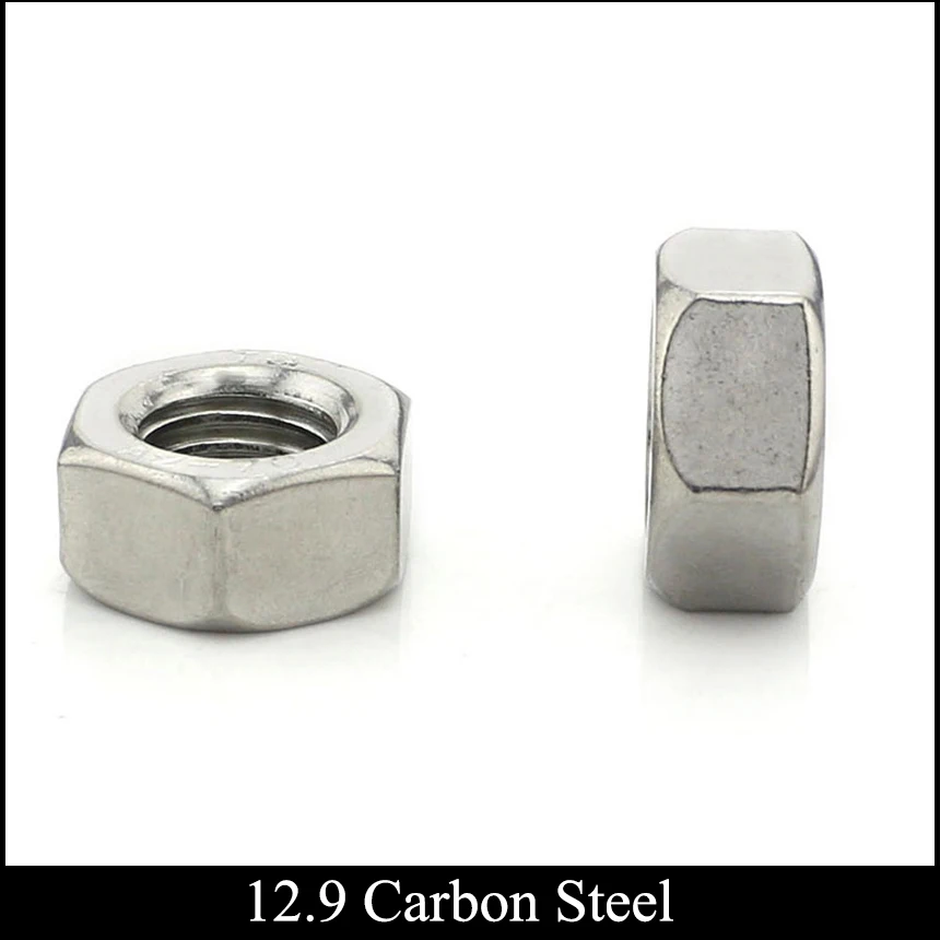 

M7 1mm Pitch White Black Nickel Plated 12.9 Carbon Steel External Hex Hexagon Nut