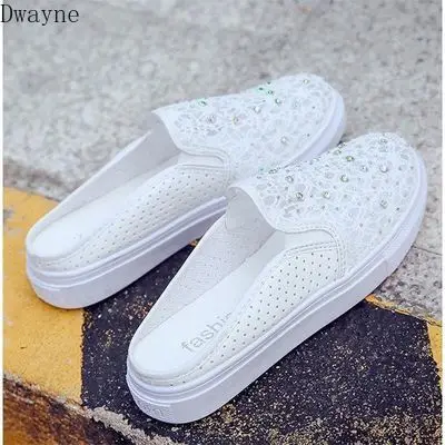 

Semi-dumping head summer mesh breathable flat bottom 2019 new slippers
