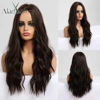 alan eaton long wavy black brown wigs cosplay costume party wig for black women afro high temperature fiber synthetic hair wigs