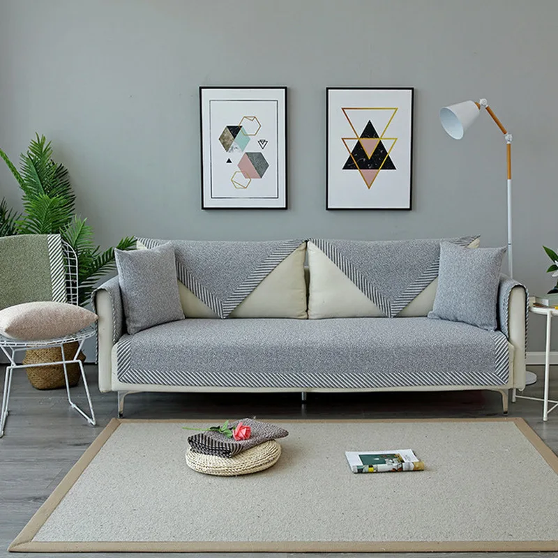 

Linen Cotton Sofa Towel Cover Quilted Couch Covers Living Room Elegant Slipcover for Sofa and Armchair Sectional Multi-size Sofa