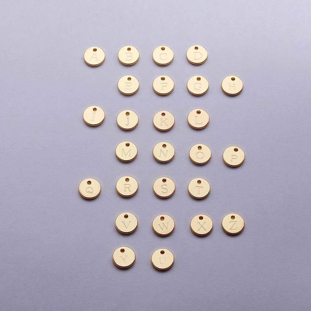 

VIMIO Disc Pendant Necklace Gold/Silver Color Letter Alfabet Necklace 316L Stainless Steel Chain Necklaces For Women