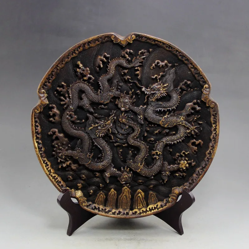 

Antique Ancient jade crafts, imitation of snowflake jade, Double Dragons, playing with beads, plate decorations, present to shel