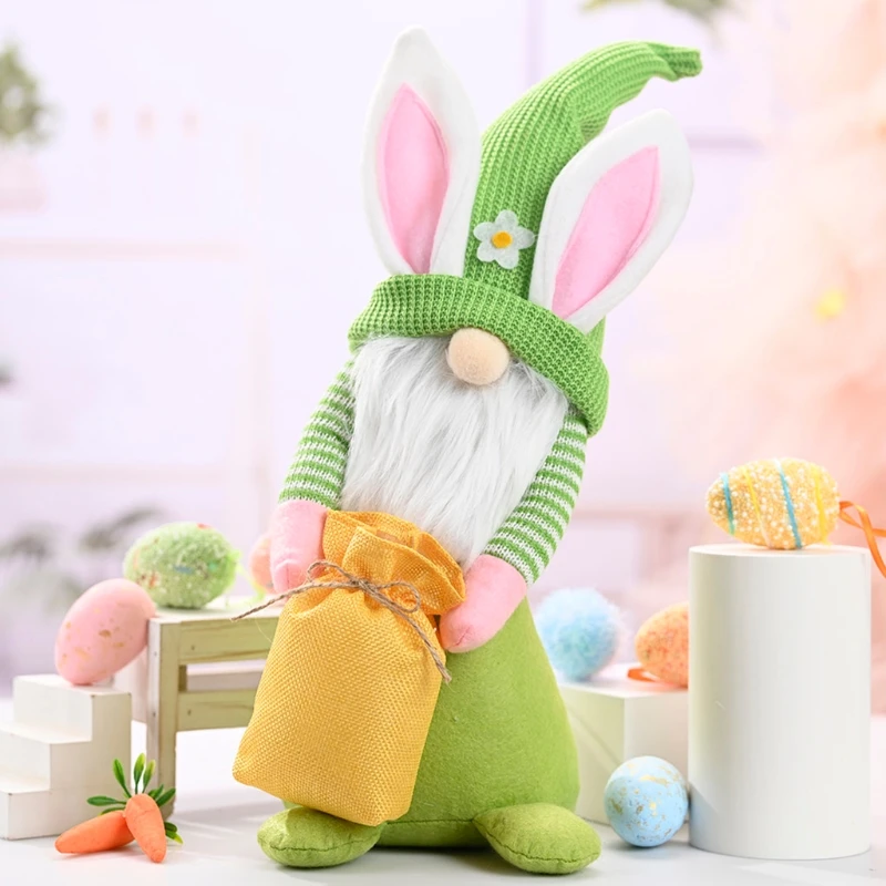 

Handmade Easter Bunny Gnome Rabbit Bag Swedish Spring Plush Tomte Elf Ornaments 69HF