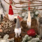 Рождественское украшение, шапка для бутылки вина, набор, кукла Санта Клаус, рождественские украшения для дома, новогодний домашний декор