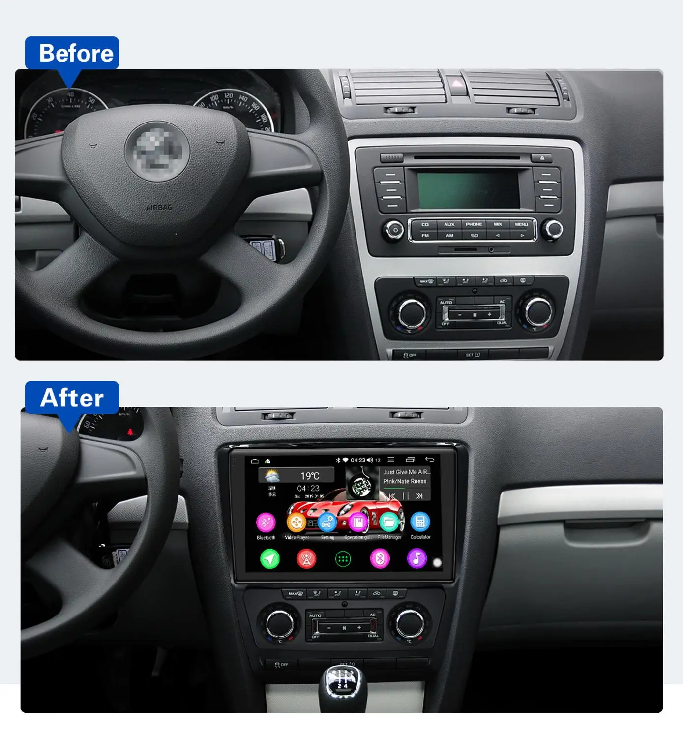 Joying Android 8,1 Автомобильный GPS; Мультимедийный проигрыватель для SKODA Octavia 2 2008-2013 A5 10,1 ''ips сенсорный экран автомобильная навигация Радио Аудио