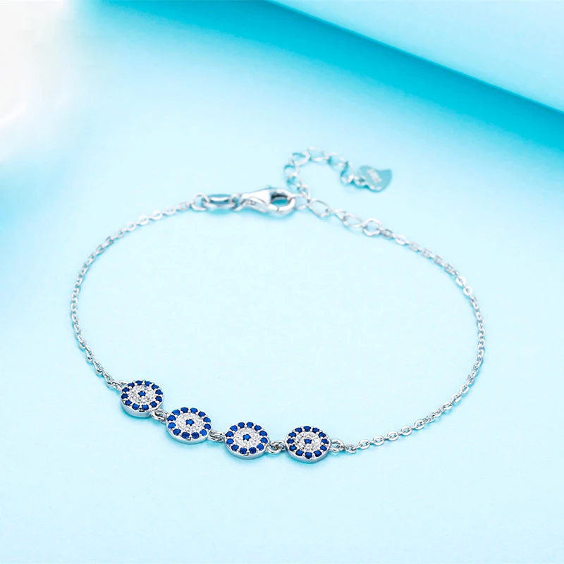 sterling 925 Silver TONGZHE, модный 925 пробы Серебряный браслет для женщин, кубический цирконий, Лаки, индейка, сглаза, браслет для женщин, хорошее ювелирное изделие - Окраска металла: sterling 925 Silver