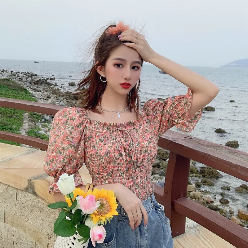 Сексуальная футболка с открытыми плечами и рюшами летняя новая однотонная