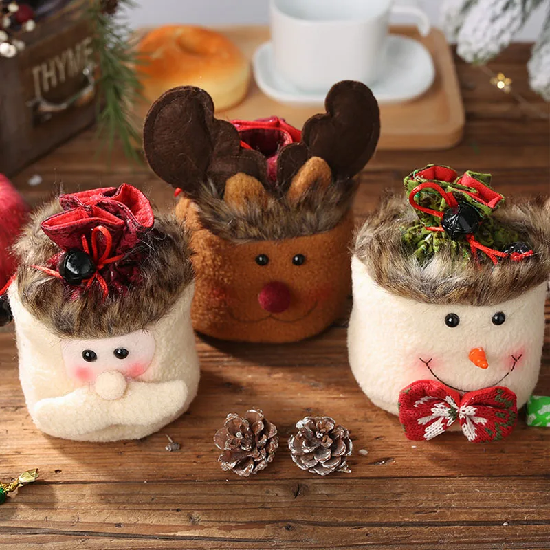 1 шт. рождественские детские сумки для конфет хлопковый мешочек с Санта-Клаусом