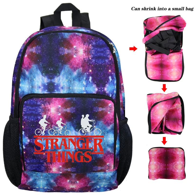 stranger things 10 Детский Школьный рюкзак сумка из сериала очень странные путешествия рюкзак; рюкзак для студентов из сериала очень странные складной рюкзак Rugzak Sac Doc - Цвет: stranger things 10