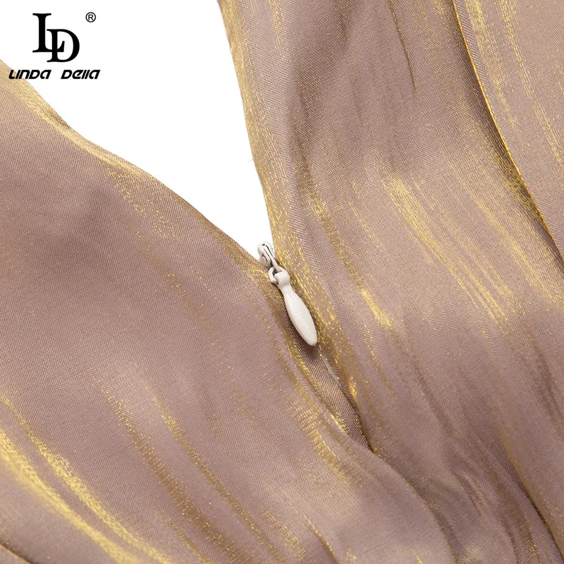 

LD LINDA DELLA Fashion Runway Designer Summer Mini Dress Women V-Neck Lantern Sleeve Solid Purple Ruffle A Line Short Dress