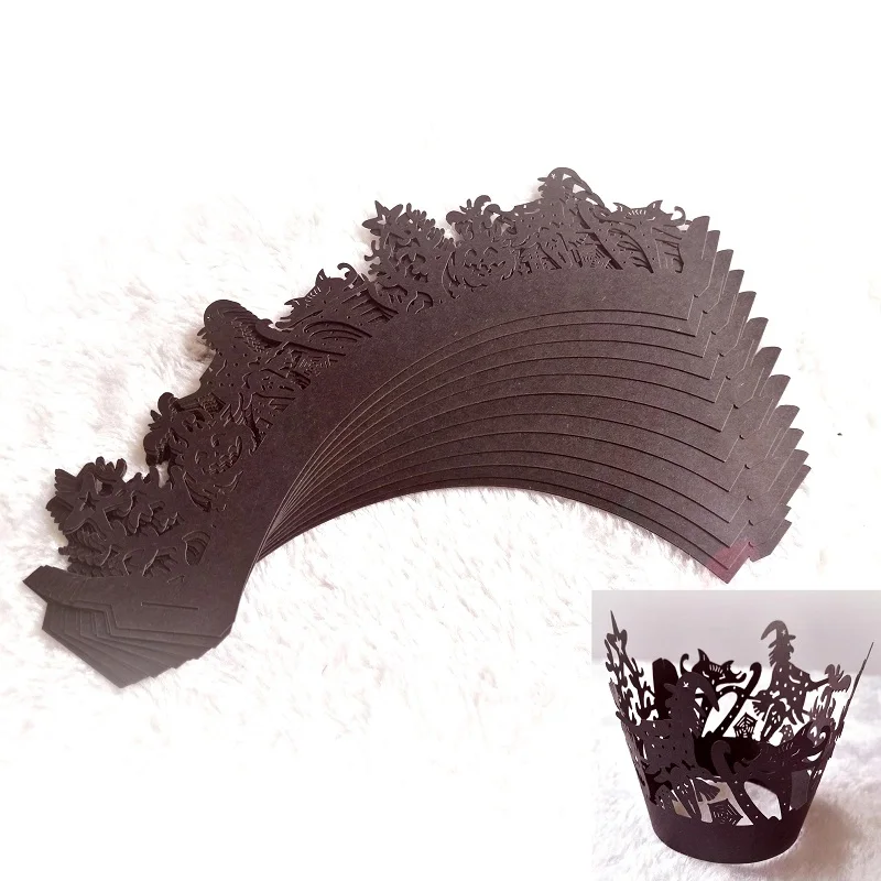 12 шт. бумажная чашка для Хэллоуина паутина тыква ужас замок торт обертка кекс